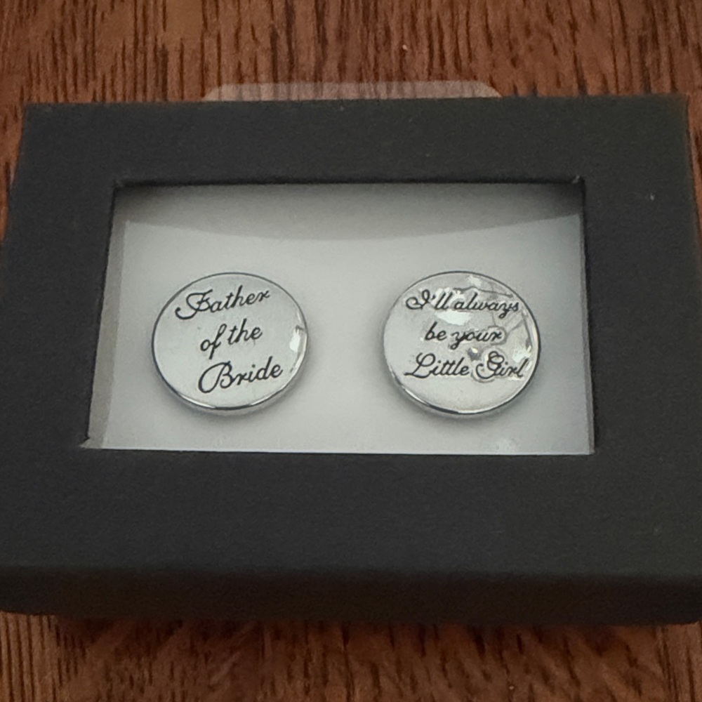 Silver "Father of the Bride" Engraved Cuff Links - Pair